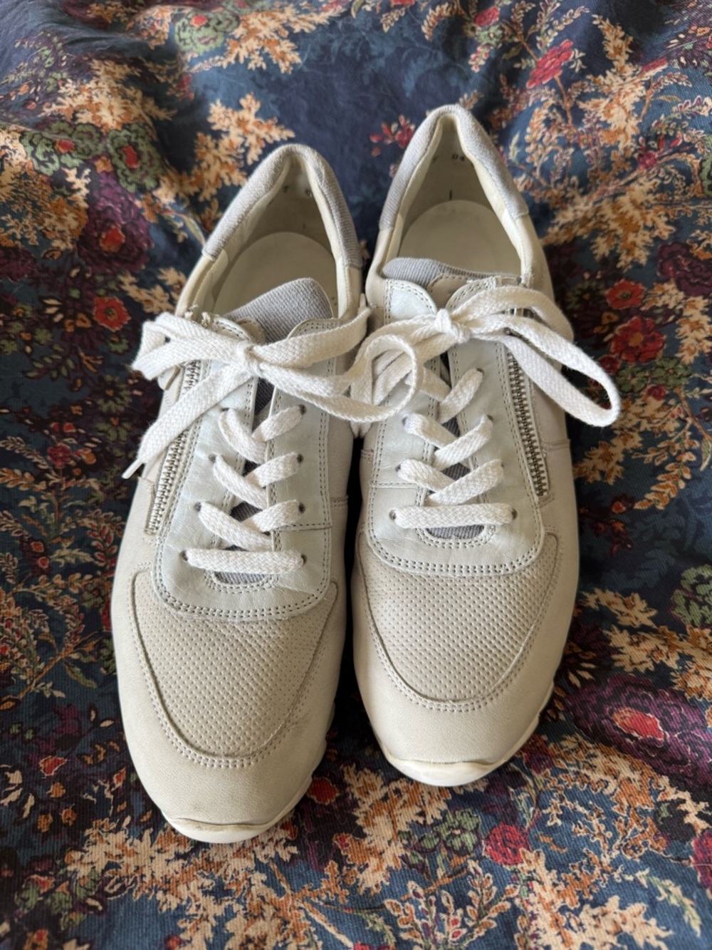 Paul Green Women's Beige Lace-Up Sneakers with Side Zipper